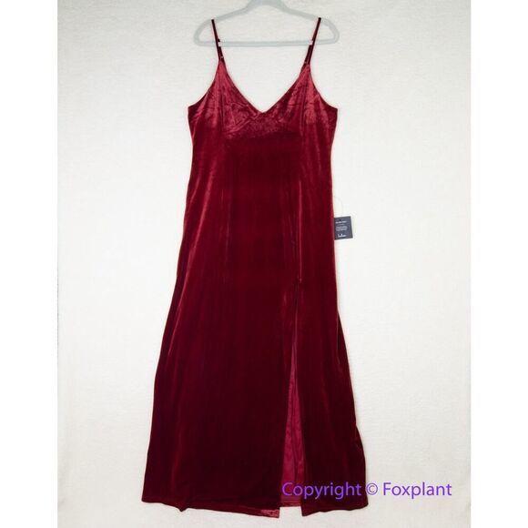 New! Lulus Red Velvet VNeck Sleeveless‎ Maxi Dress,  XL - Picture 2 of 15
